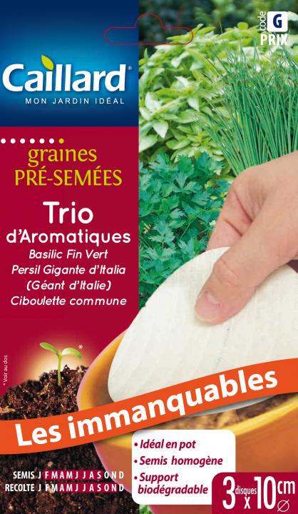 Trio d'aromatiques TAPIS ROND TRIO D'AROMATIQUES (fin vert, Persil Gigante d'Italie (Géant d'Italie, Ciboulette) 3 ronds