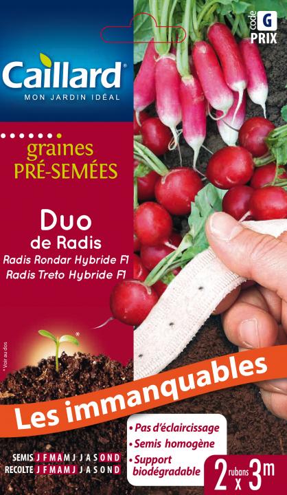 Duo de potagères RUBAN DUO DE RADIS (Radis rondar, Radis treto) 2x3m