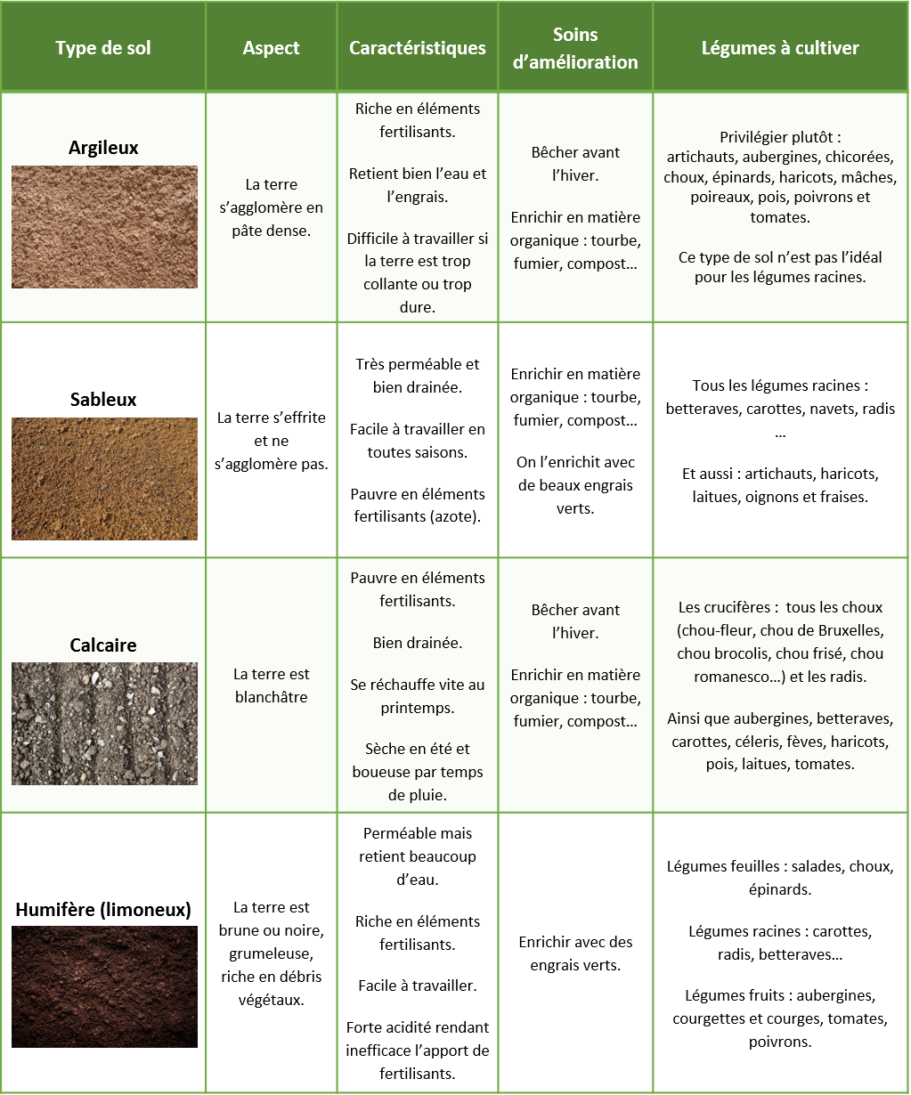 Les différents types de sol